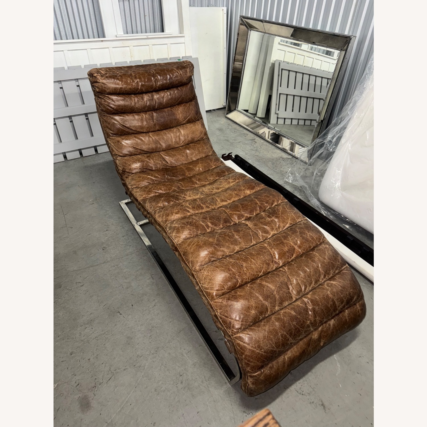 Restoration Hardware Oviedo Leather Chaise - image-2