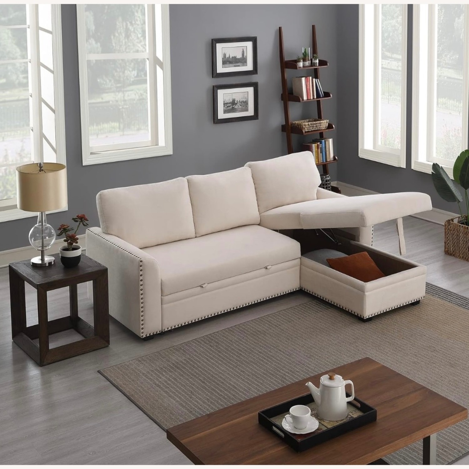  Reversible L-Shape Sleeper Sectional Sofa - image-7