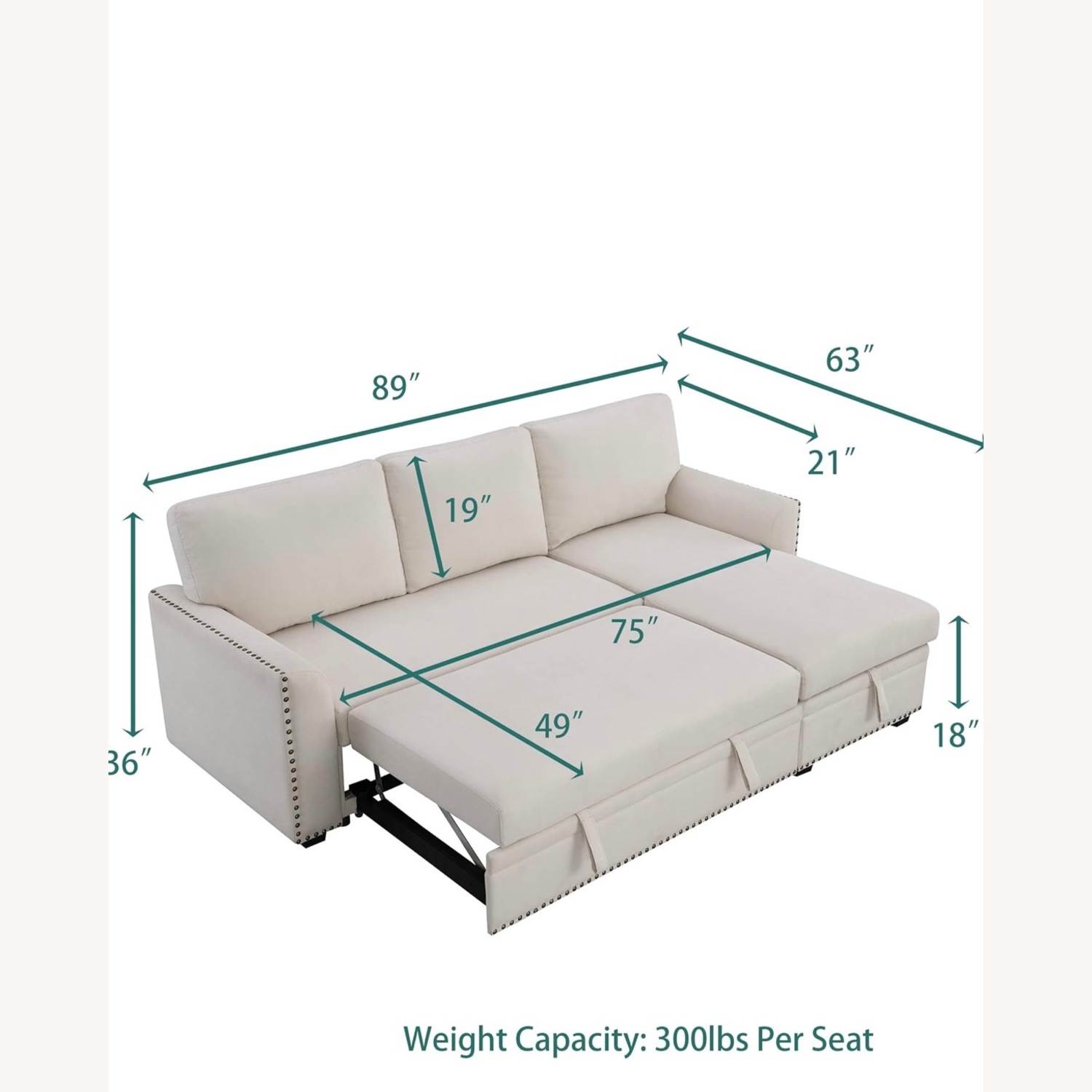  Reversible L-Shape Sleeper Sectional Sofa - image-6