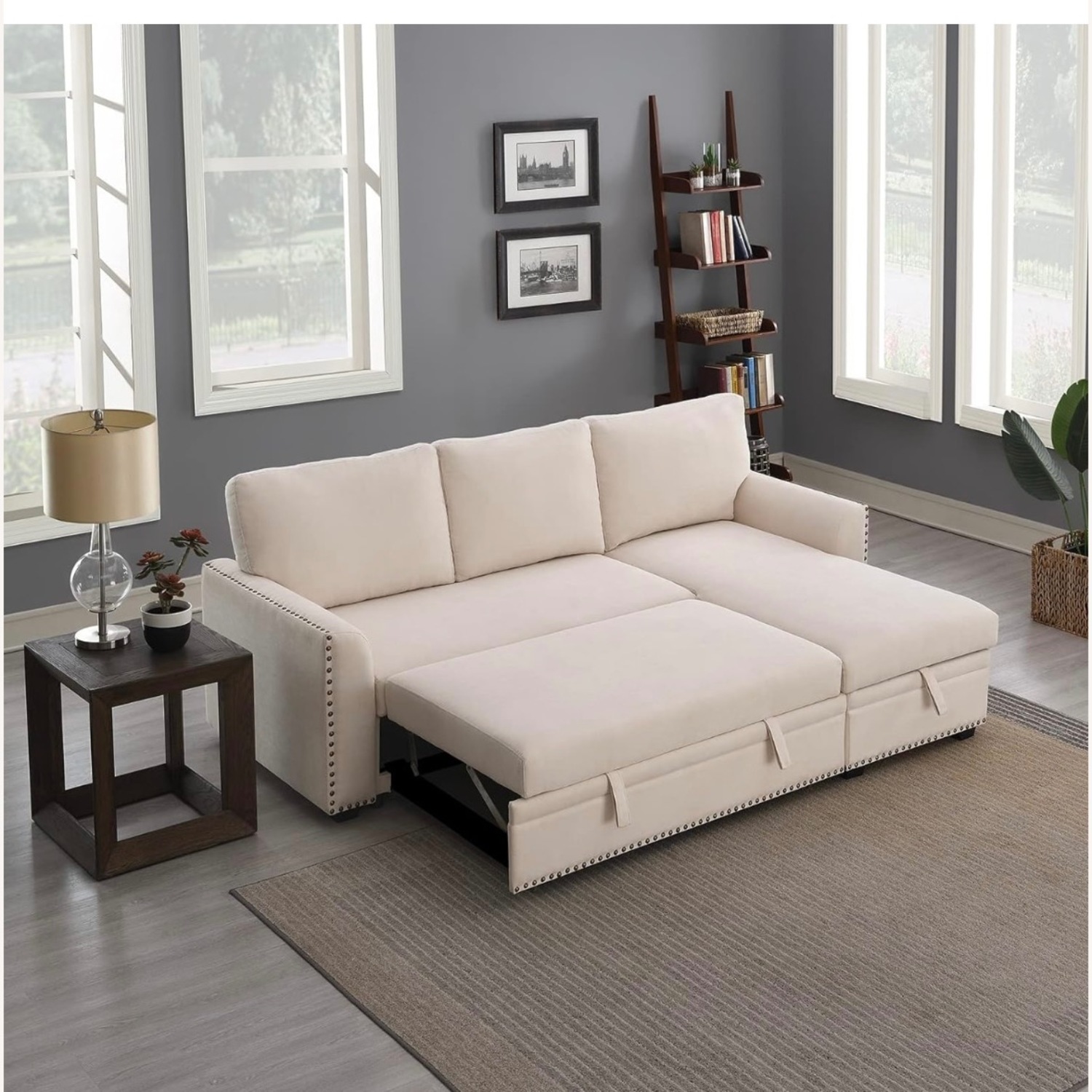  Reversible L-Shape Sleeper Sectional Sofa - image-8