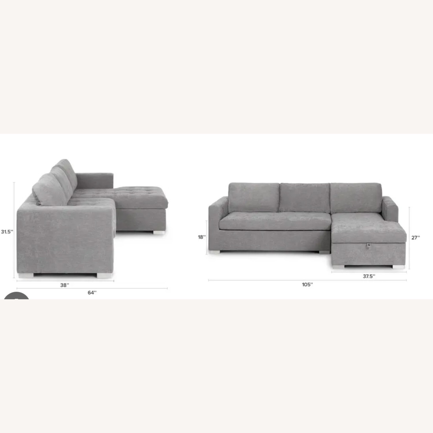Article Soma Dawn Gray Right Sofa Bed - image-3