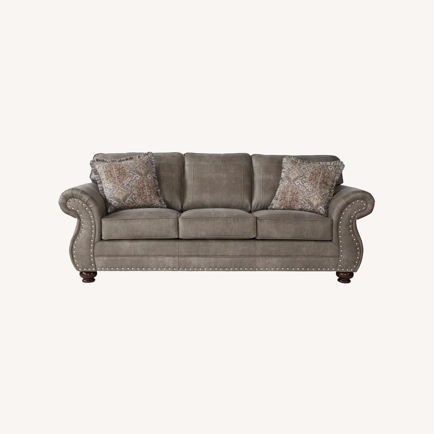 Ashley Furniture Charcoal Grey Recliner Sofa - image-0