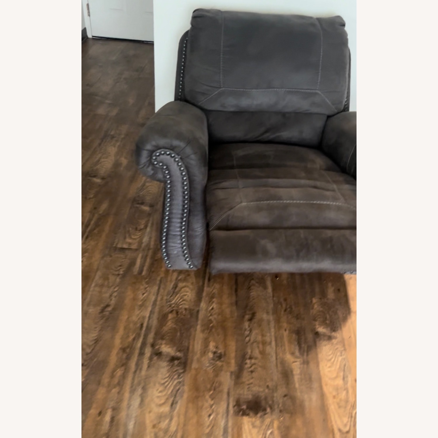 Ashley Furniture Charcoal Grey Recliner Sofa - image-2