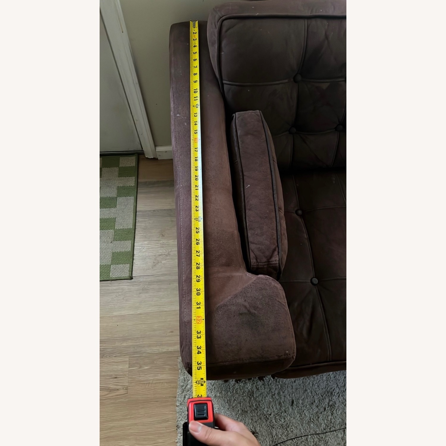 Vintage Suede Dark Brown Sofa - image-6