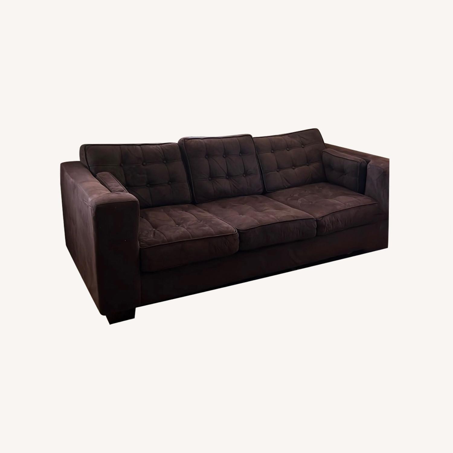 Vintage Suede Dark Brown Sofa - image-0