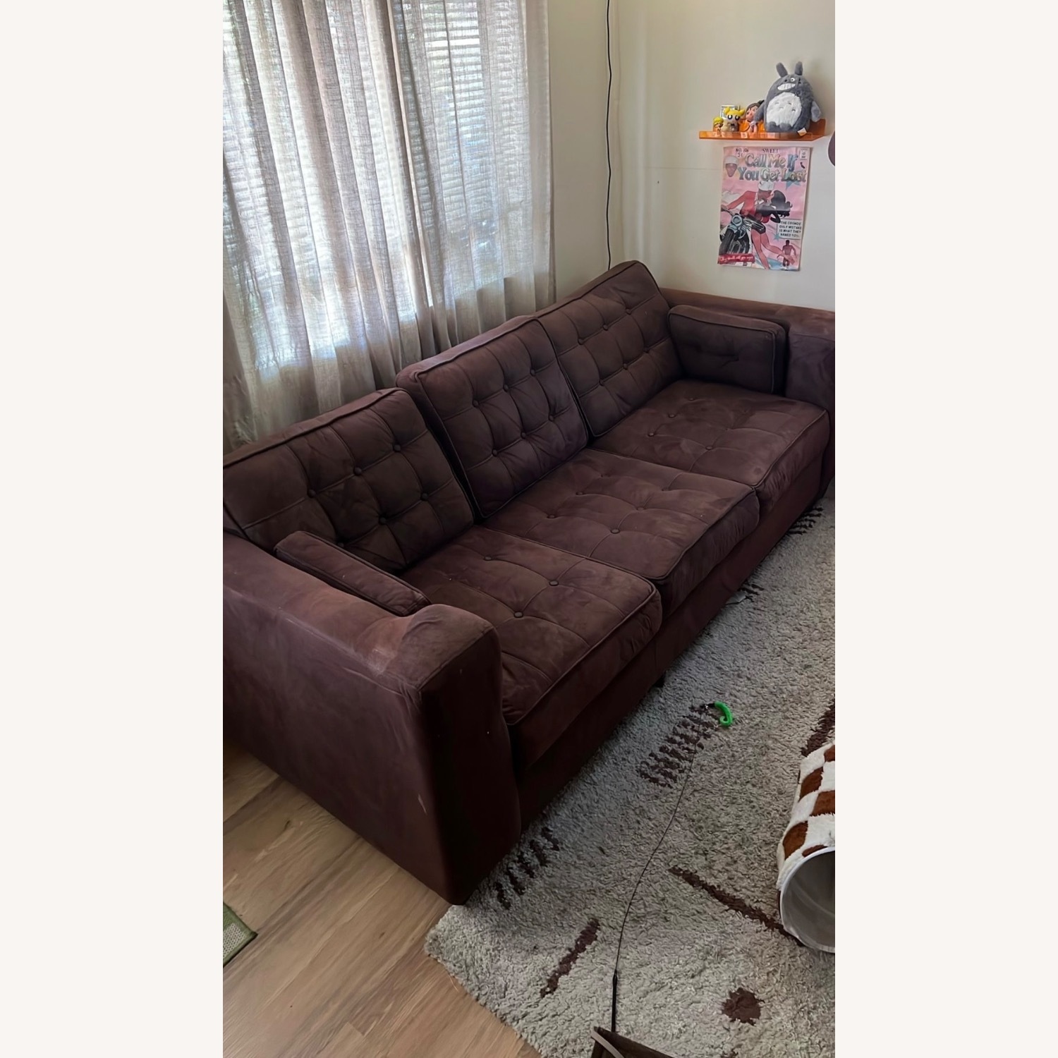 Vintage Suede Dark Brown Sofa - image-2