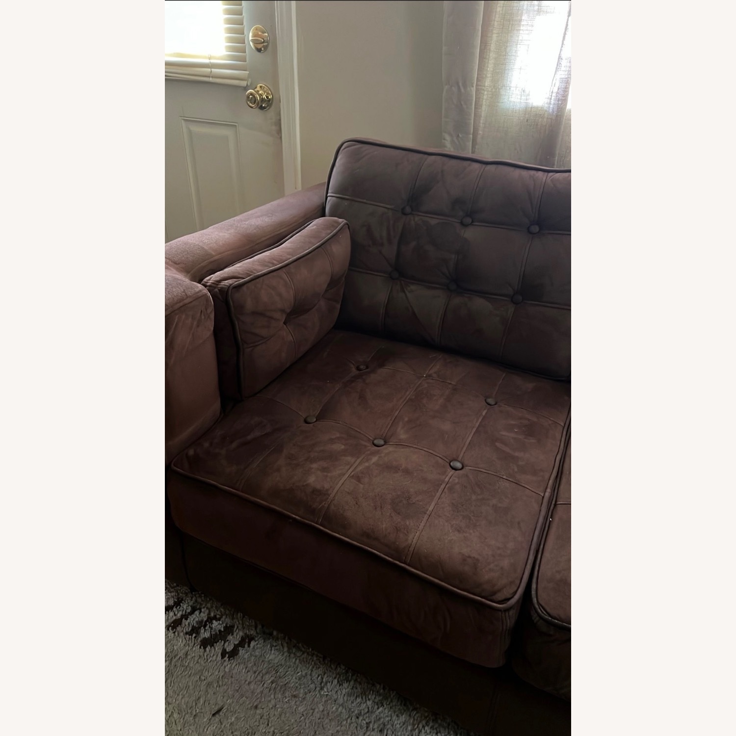 Vintage Suede Dark Brown Sofa - image-3