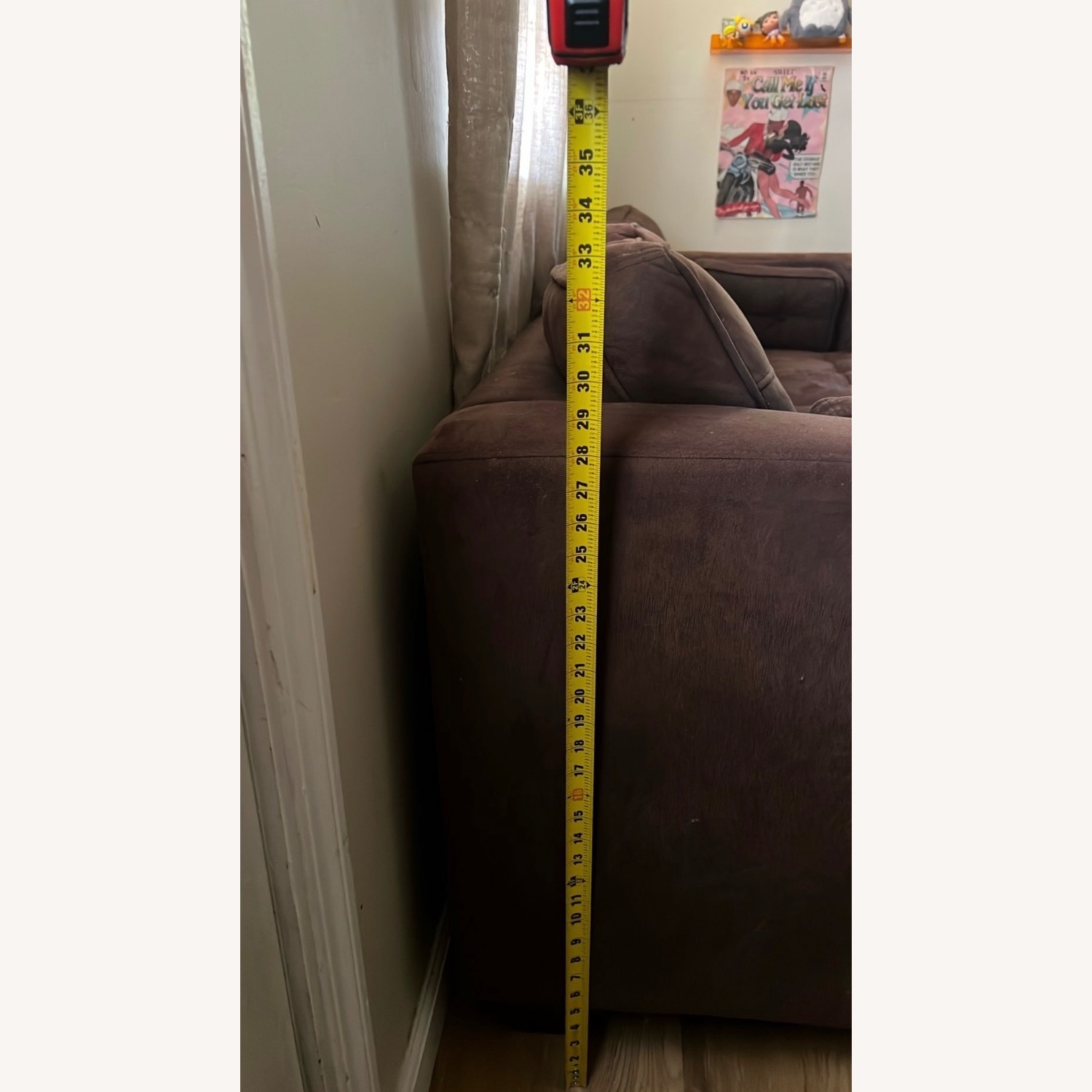 Vintage Suede Dark Brown Sofa - image-7