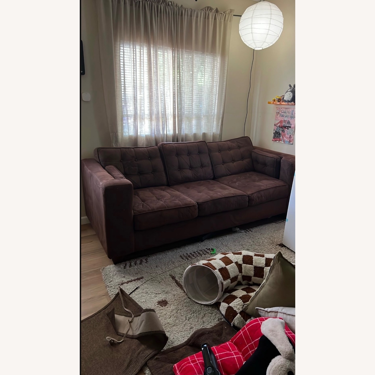 Vintage Suede Dark Brown Sofa - image-1