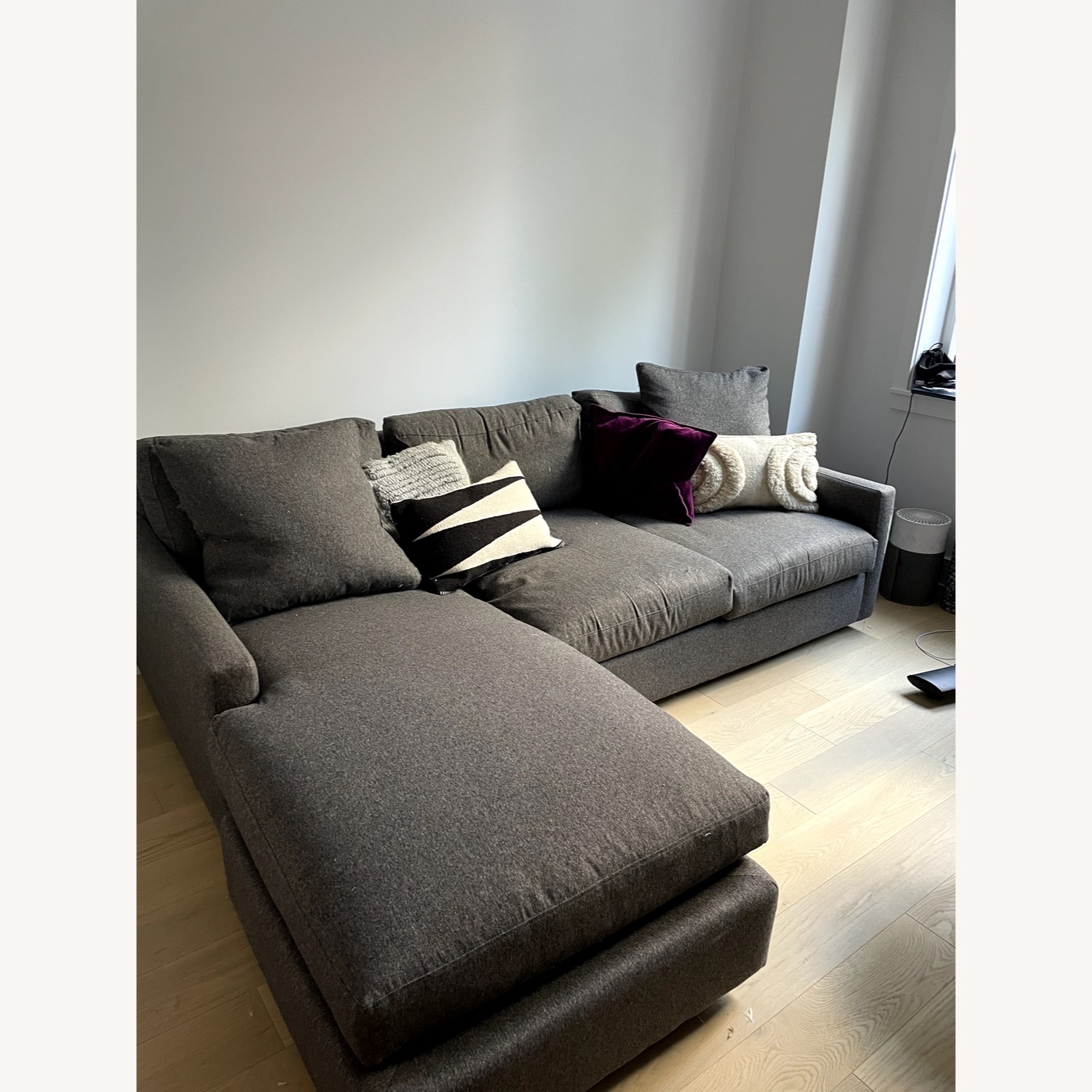 Room & Board Gray 91" Linger Sofa W Chaise - image-5
