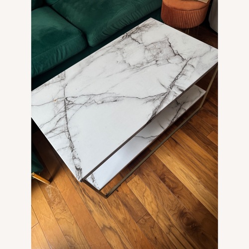 Used  Marble Top Coffee Table with Gold Frame for sale on AptDeco