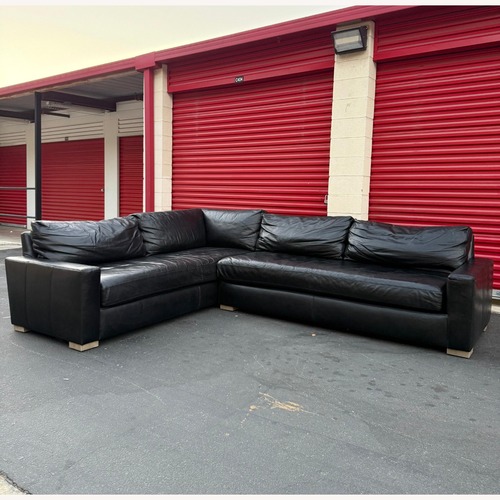Used Restoration Hardware Maxwell Leather Left-Arm Bench Seat L-Sectional for sale on AptDeco