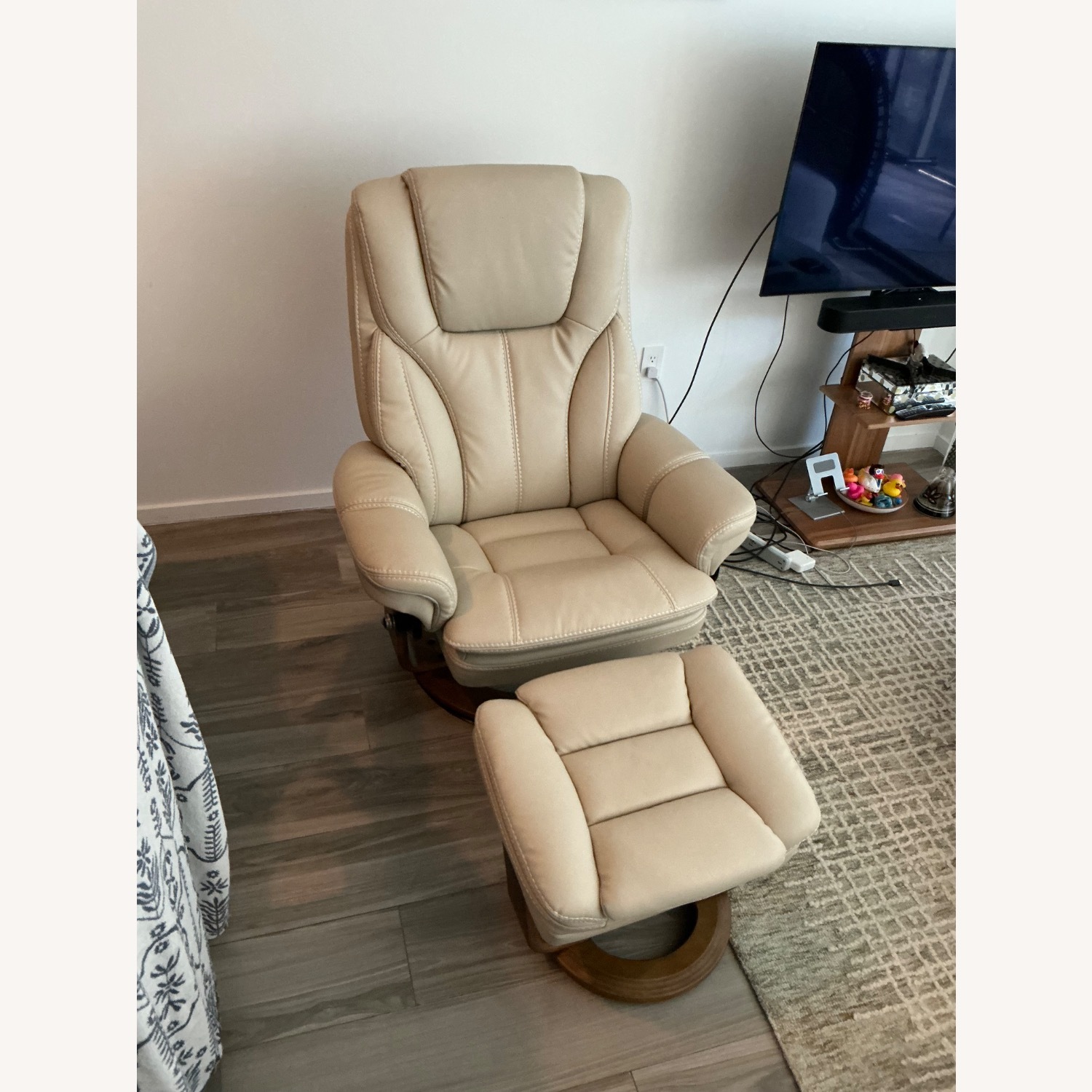 Perkins Taupe Micro Recliner & Ottoman - image-2