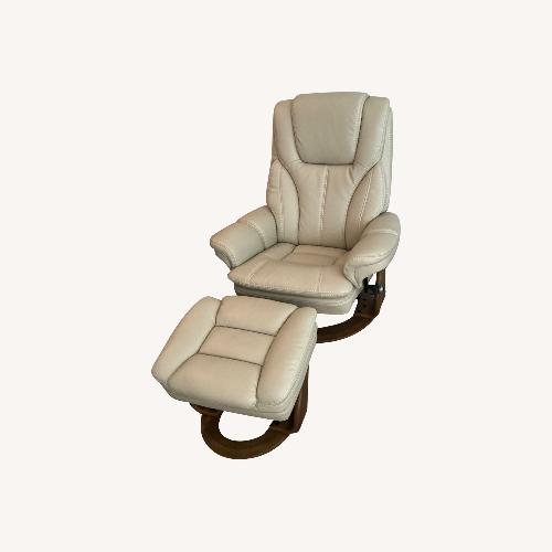 Used Perkins Taupe Micro Recliner & Ottoman for sale on AptDeco