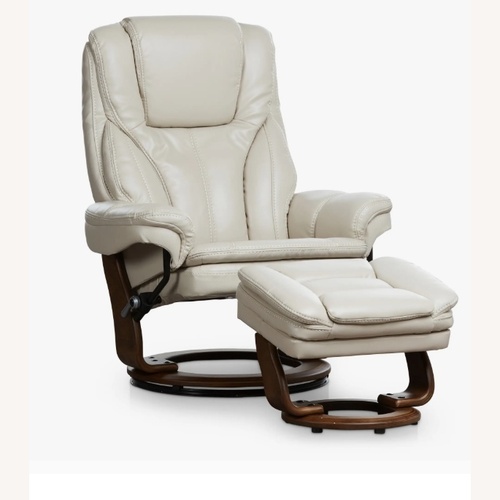 Used Perkins Taupe Micro Recliner & Ottoman for sale on AptDeco