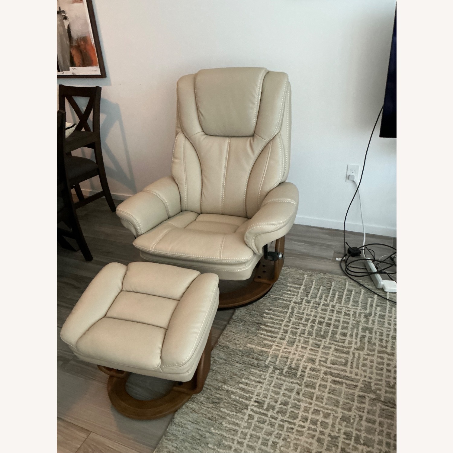 Perkins Taupe Micro Recliner & Ottoman - image-3
