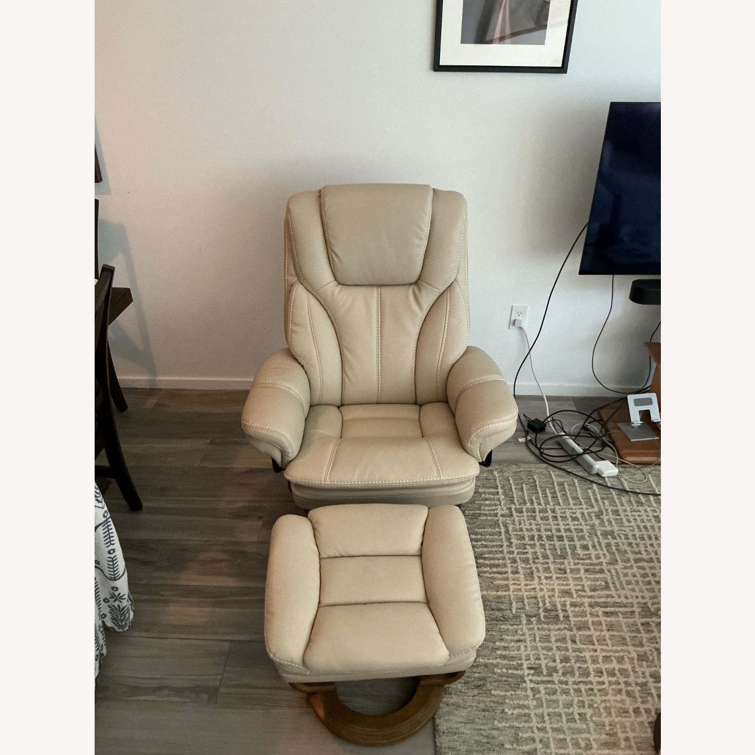 Perkins Taupe Micro Recliner & Ottoman - image-1