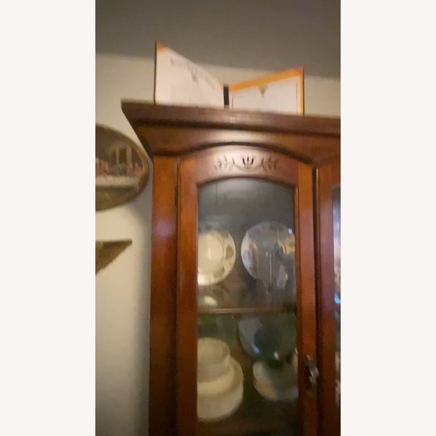Vintage 2 piece Dark Brown Wood China Cabinet  - image-2