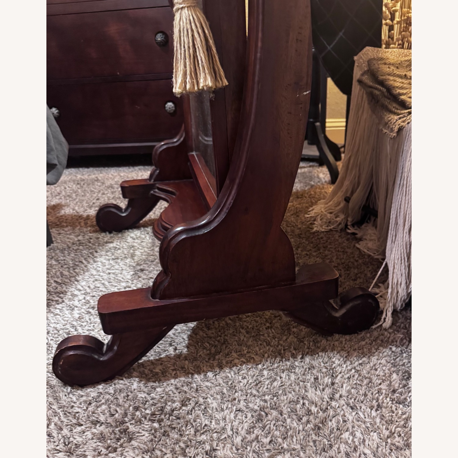 18th Century Mahogany Cheval Full-Length Mirror - image-5