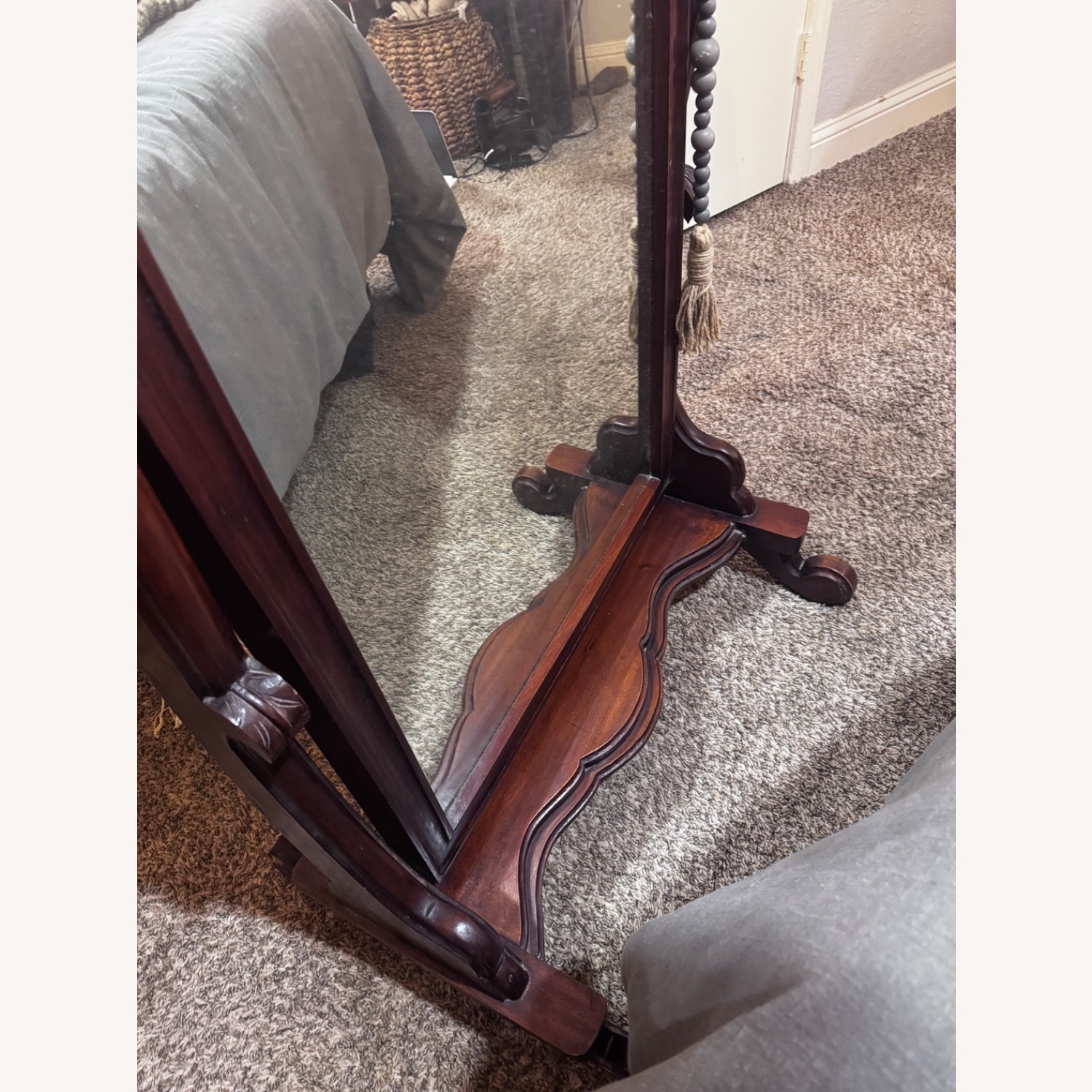 18th Century Mahogany Cheval Full-Length Mirror - image-3