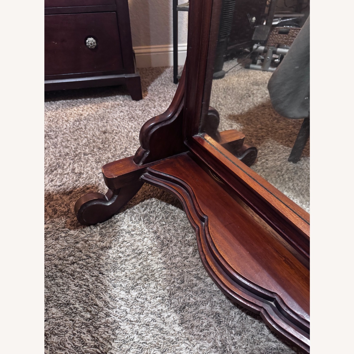 18th Century Mahogany Cheval Full-Length Mirror - image-4