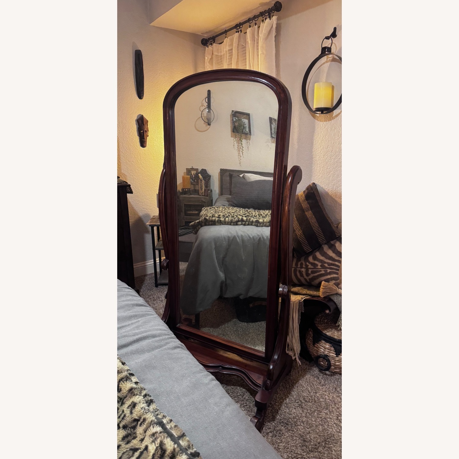 18th Century Mahogany Cheval Full-Length Mirror - image-1