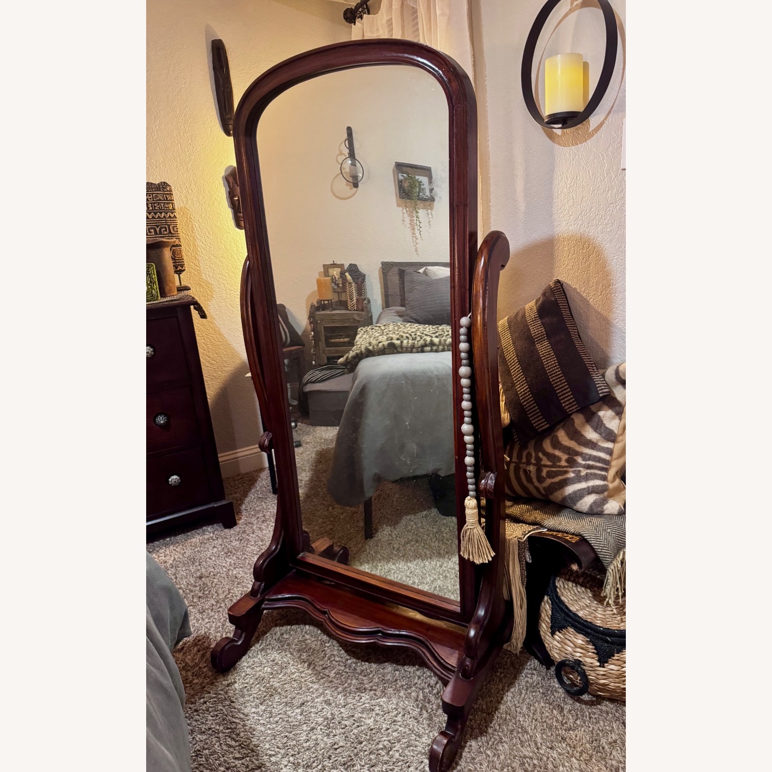 18th Century Mahogany Cheval Full-Length Mirror - image-2