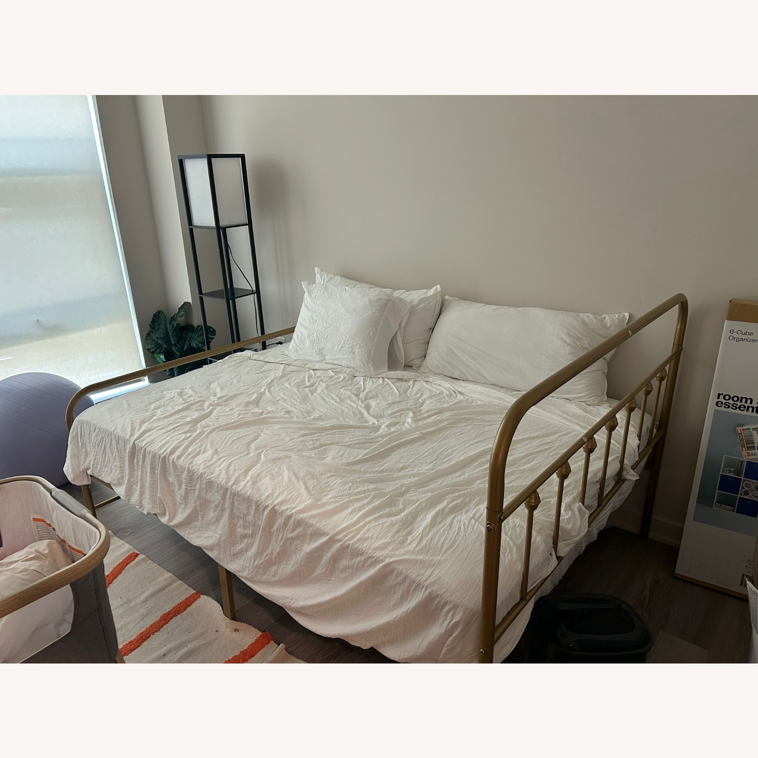 Full sized Gold Metal Bed Frame - image-2