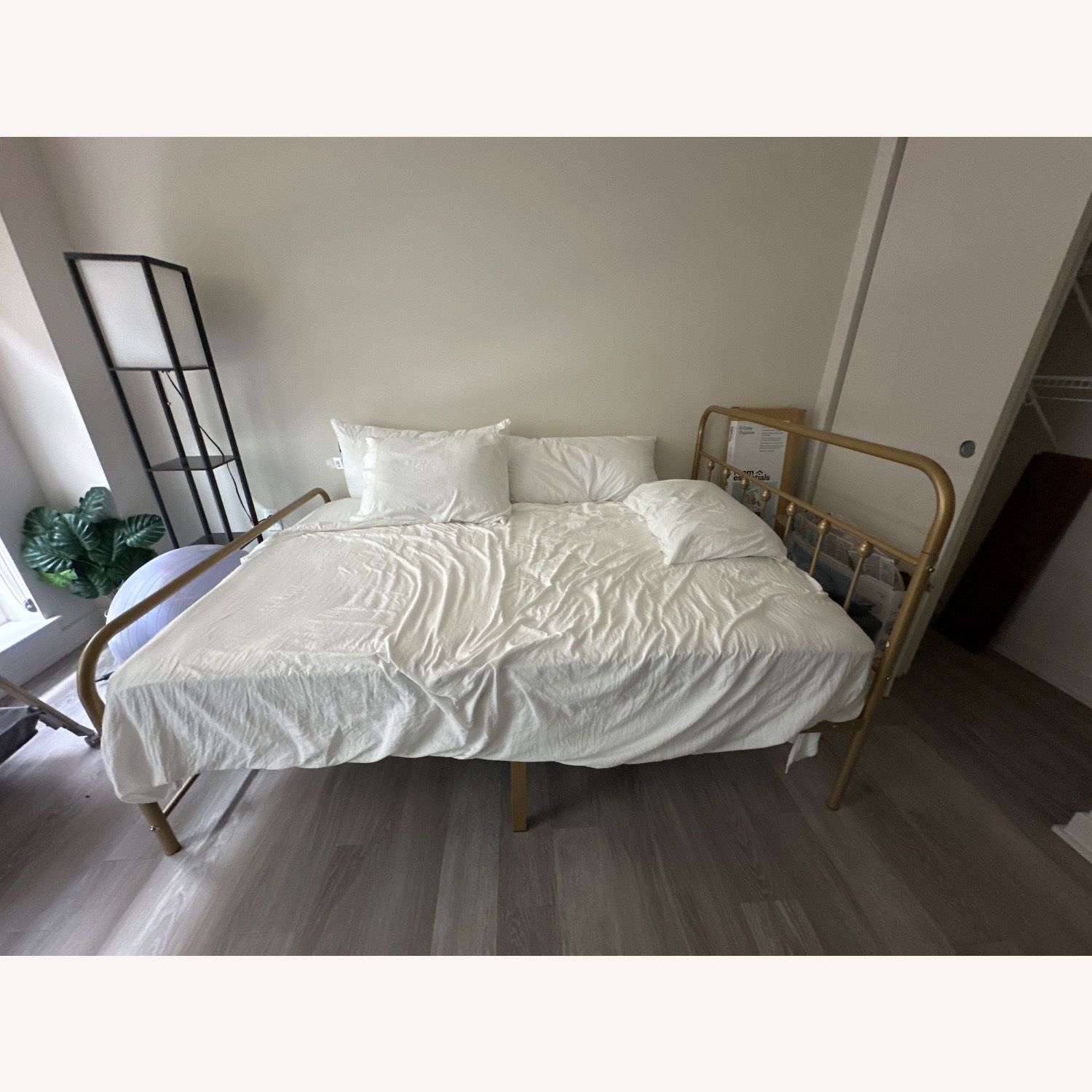 Full sized Gold Metal Bed Frame - image-3