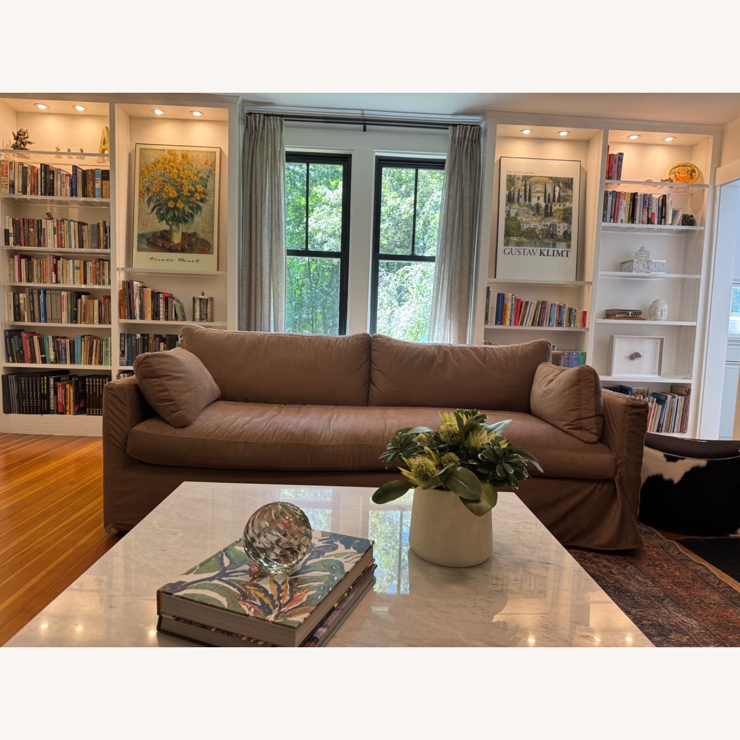 Liza ModernClassic Slip Covered Sofa - image-2