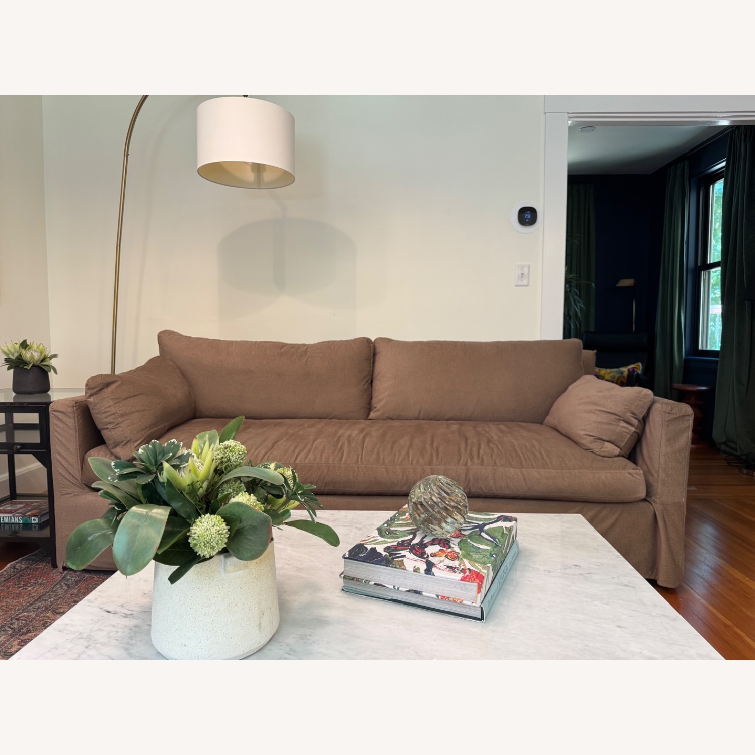 Liza ModernClassic Slip Covered Sofa - image-6