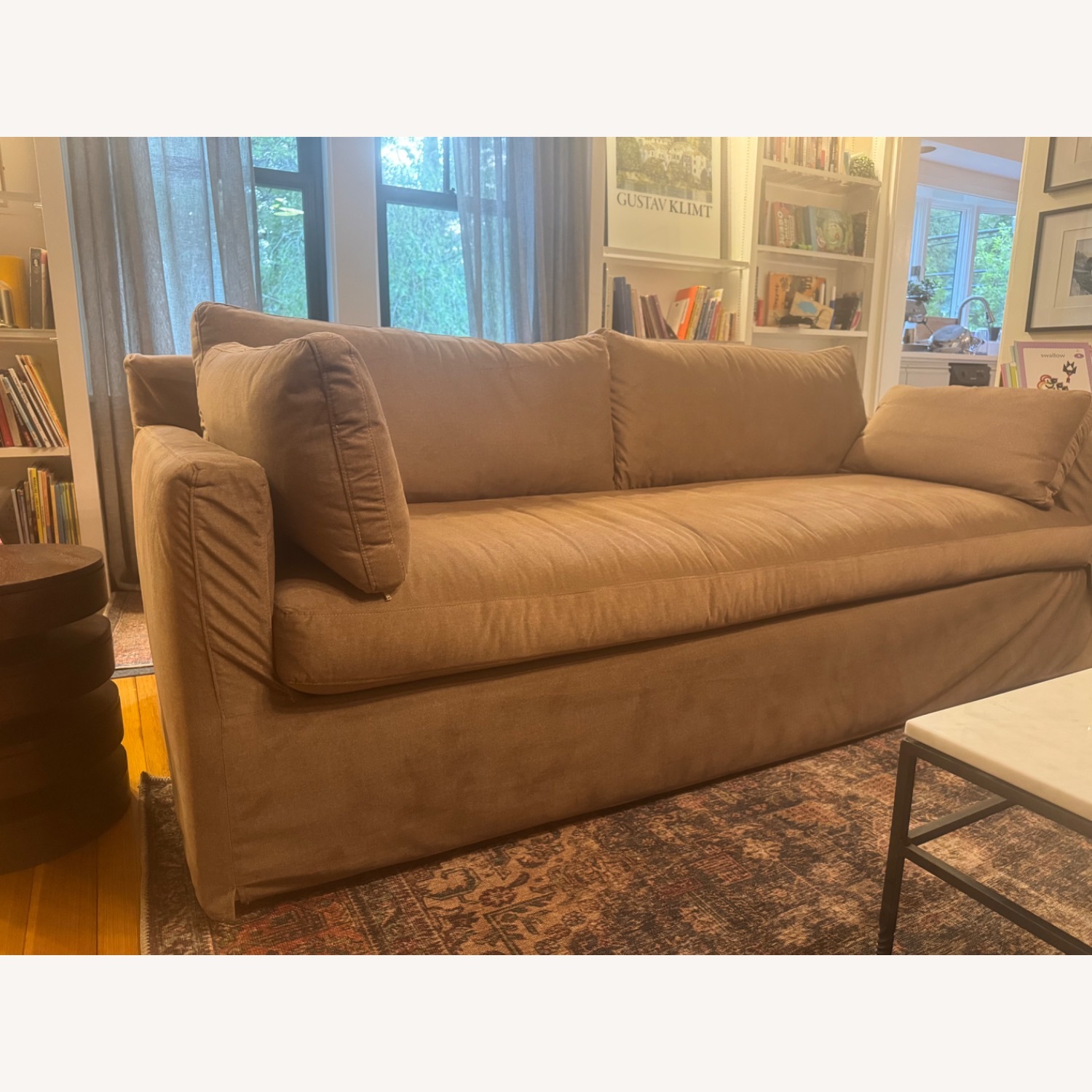 Liza ModernClassic Slip Covered Sofa - image-5