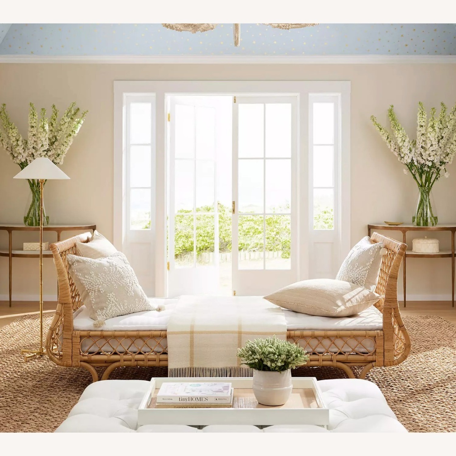 Serena & Lily Avalon Rattan Daybed Blue Striped - image-3