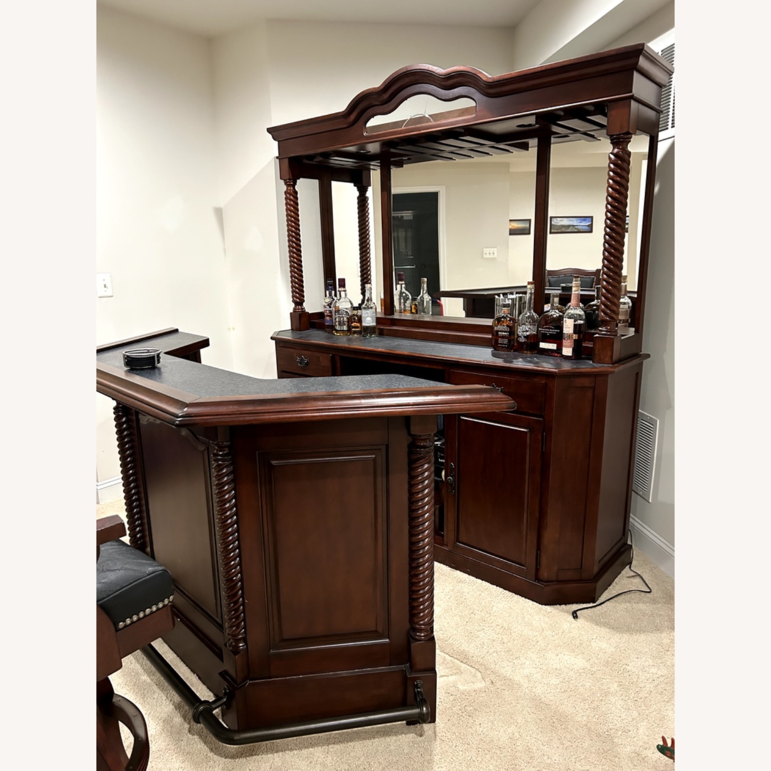 Wooden Bar with 2 Stools - image-1