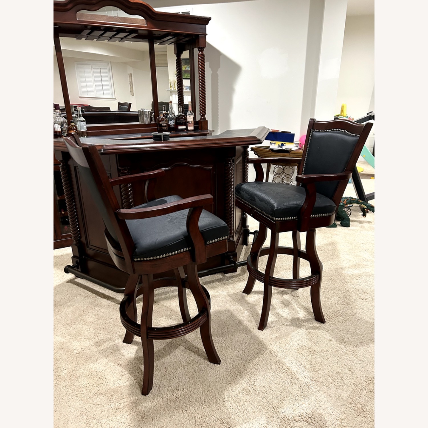 Wooden Bar with 2 Stools - image-2