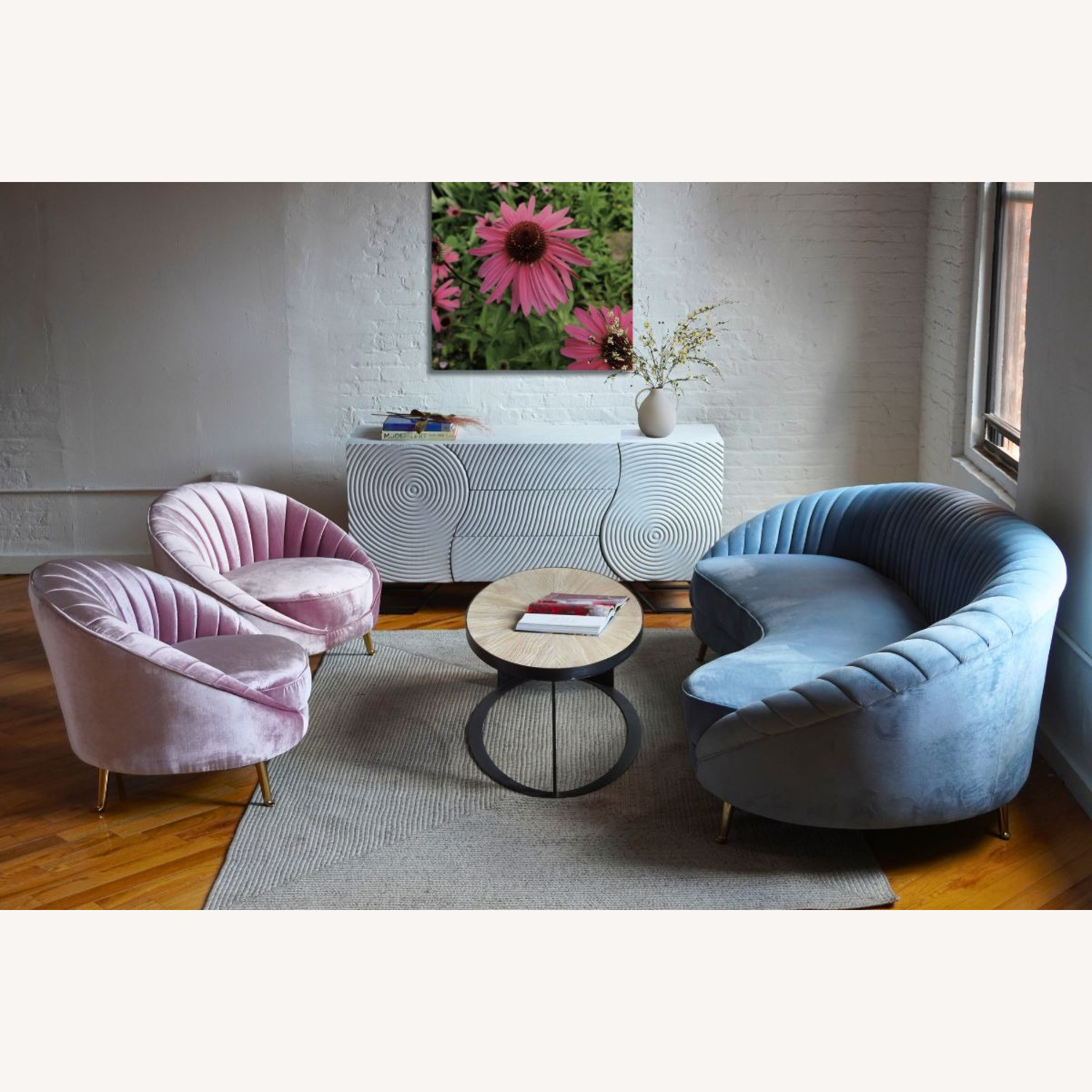 White Modern Coffee Table W Intricate Pattern - image-4