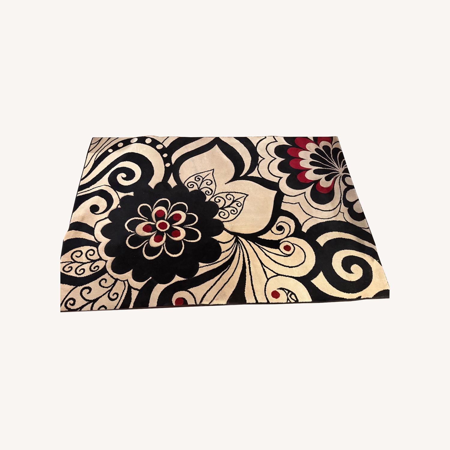 Cream Rug with Red and Black Accents - image-0
