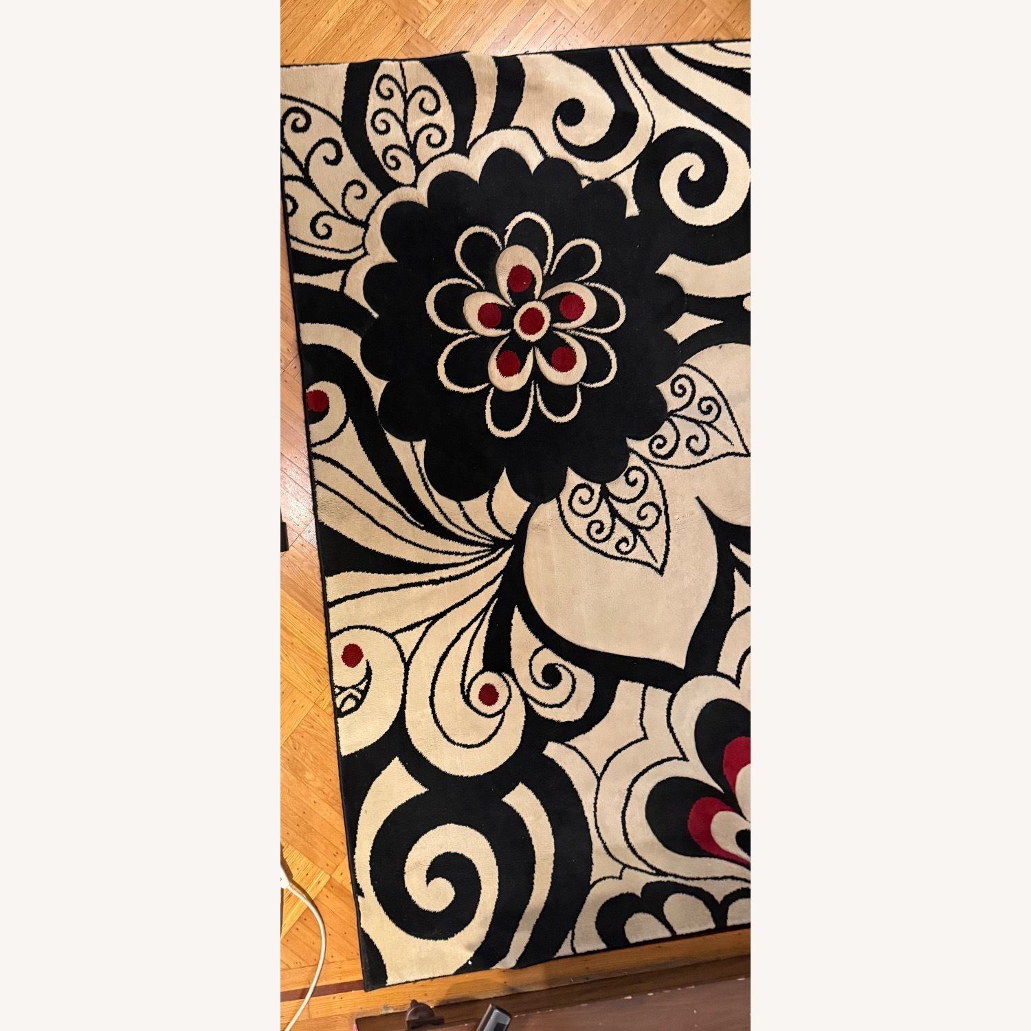 Cream Rug with Red and Black Accents - image-2