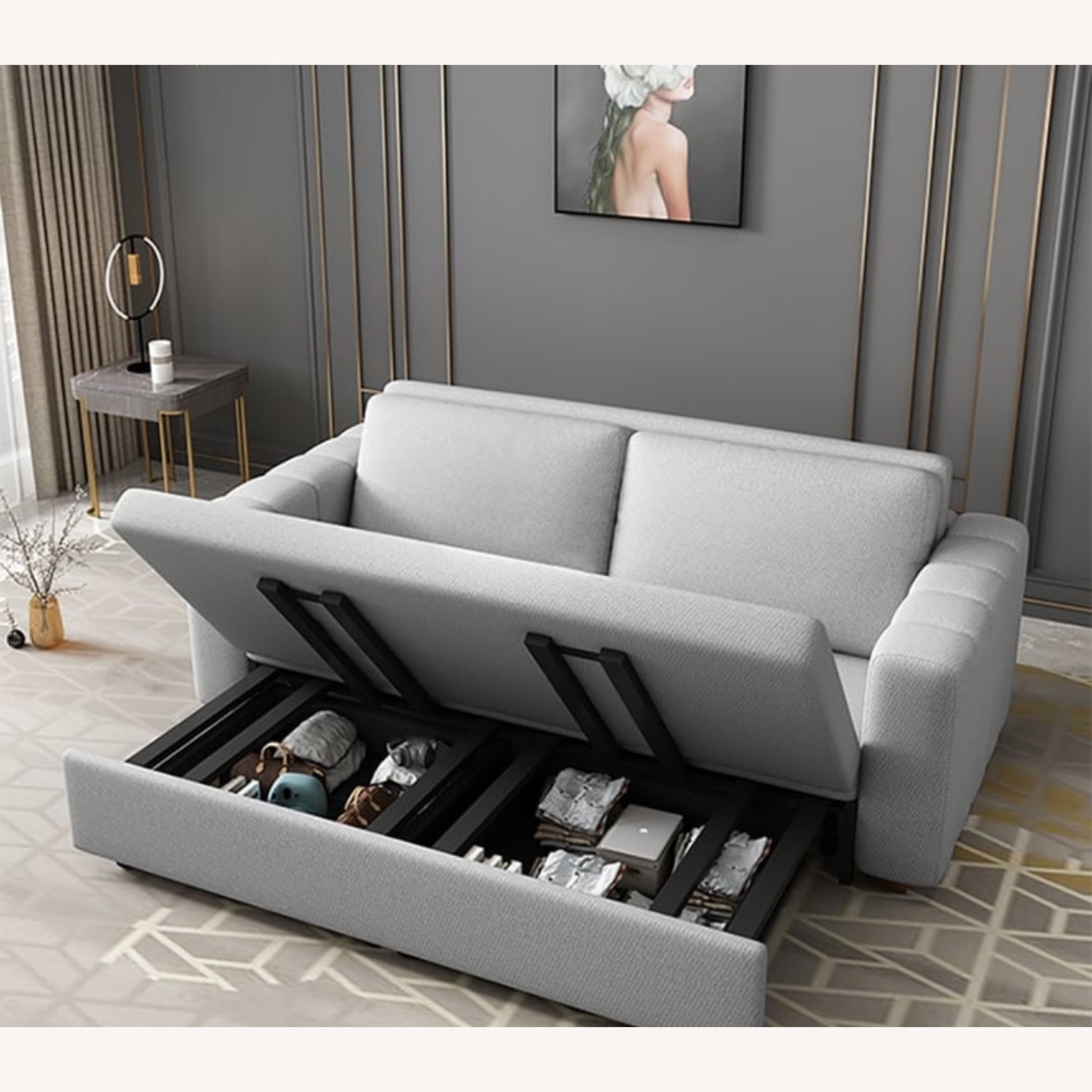 3-Seater Linen Convertible Sleeper Sofa - image-6