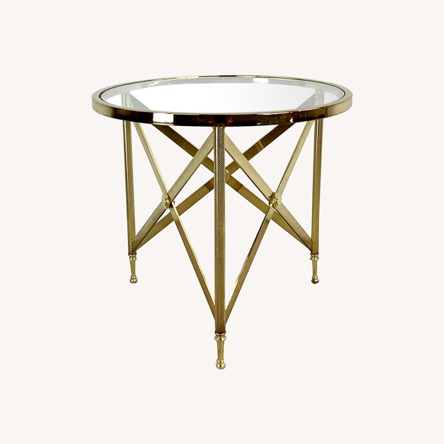 Vintage Brass and Glass Side Table - image-0