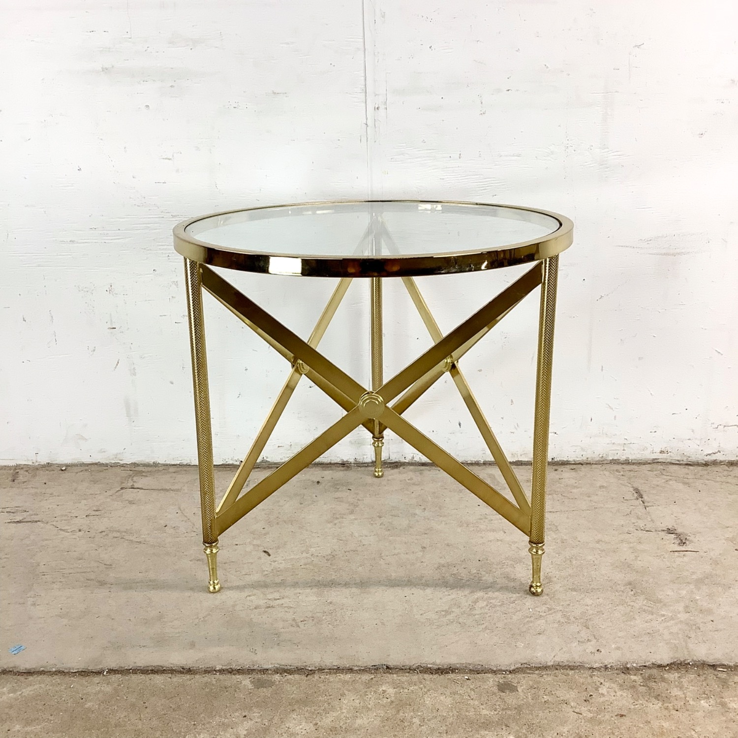 Vintage Brass and Glass Side Table - image-13
