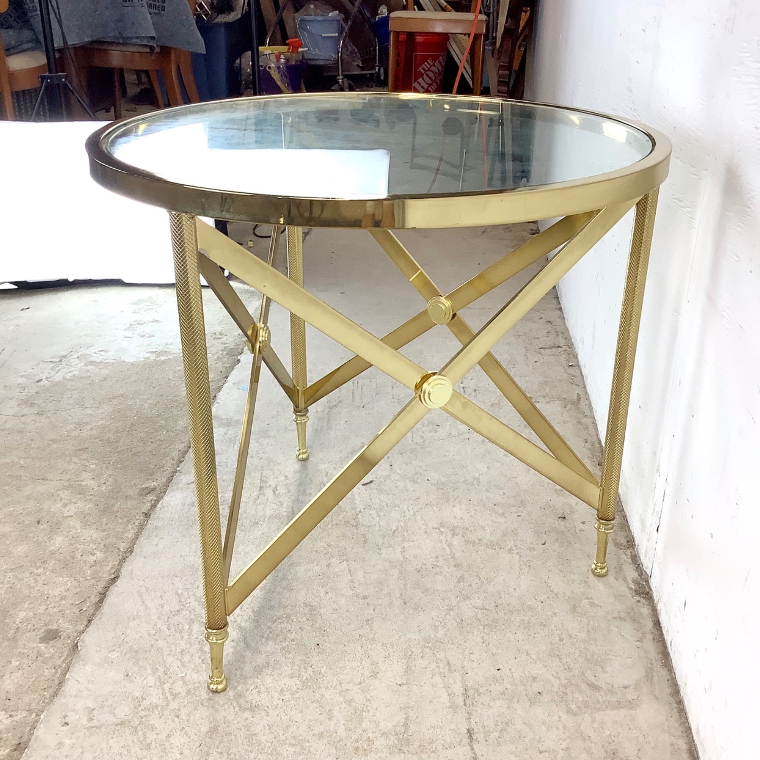 Vintage Brass and Glass Side Table - image-6