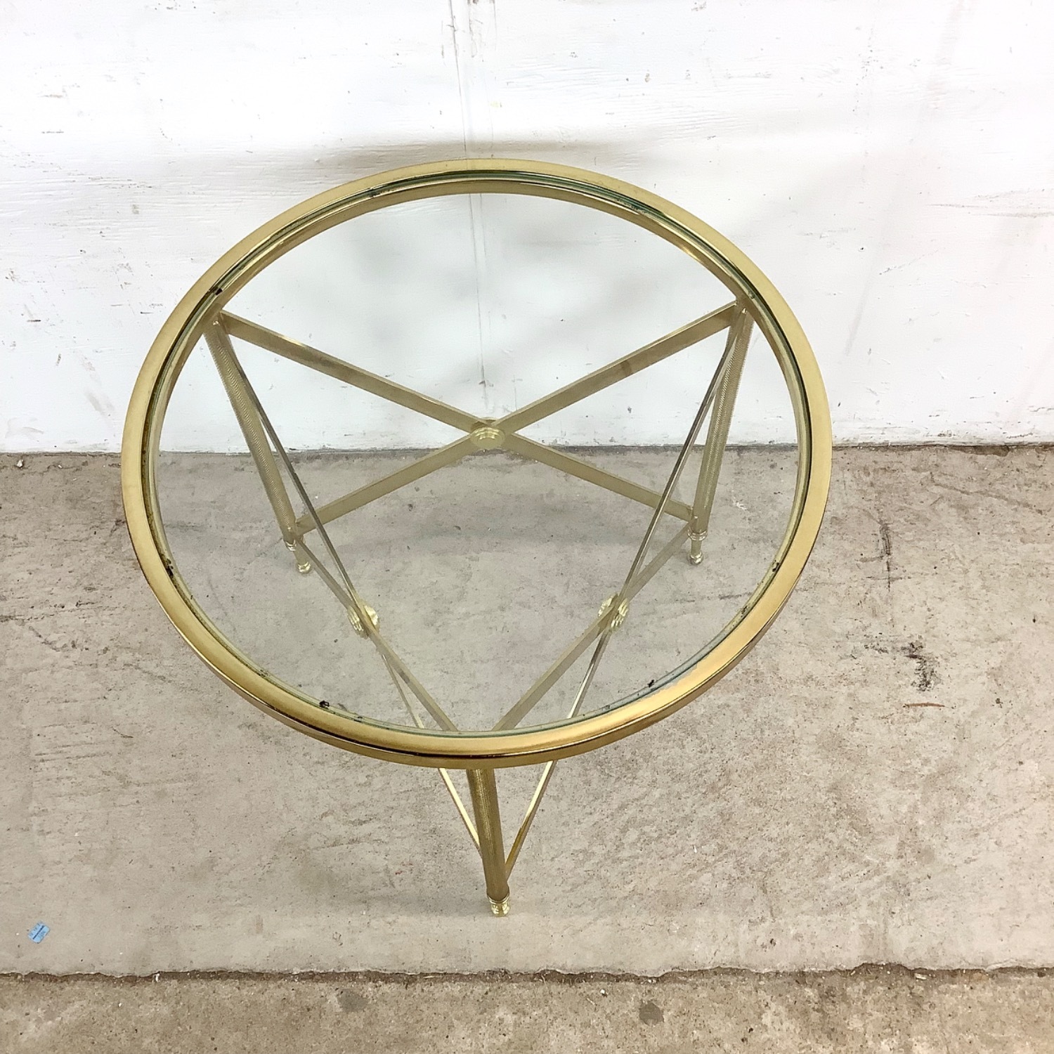 Vintage Brass and Glass Side Table - image-2