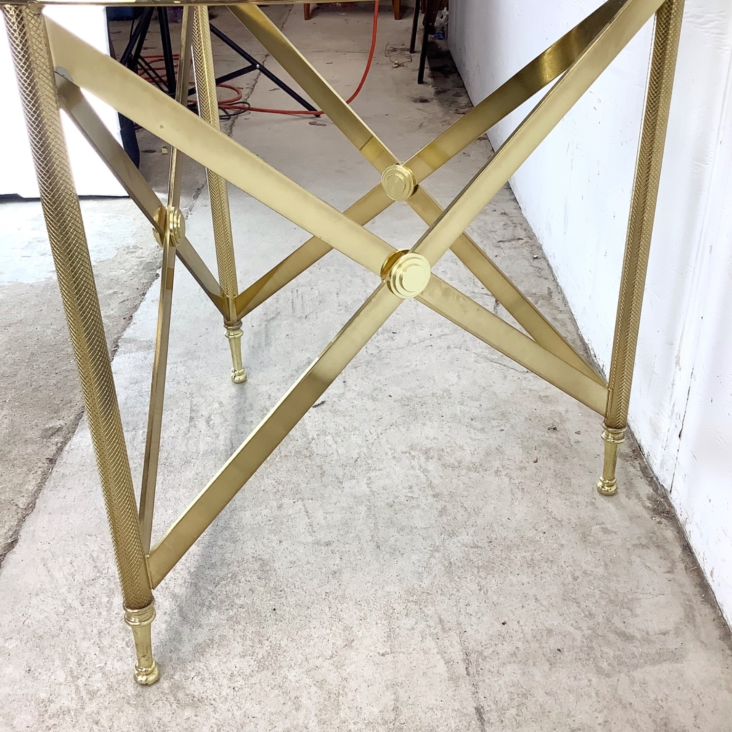 Vintage Brass and Glass Side Table - image-7
