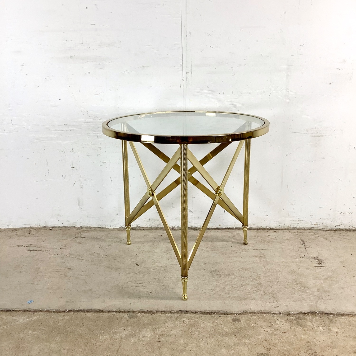 Vintage Brass and Glass Side Table - image-1