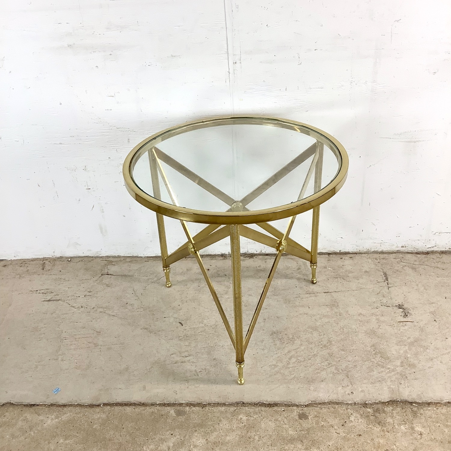 Vintage Brass and Glass Side Table - image-16