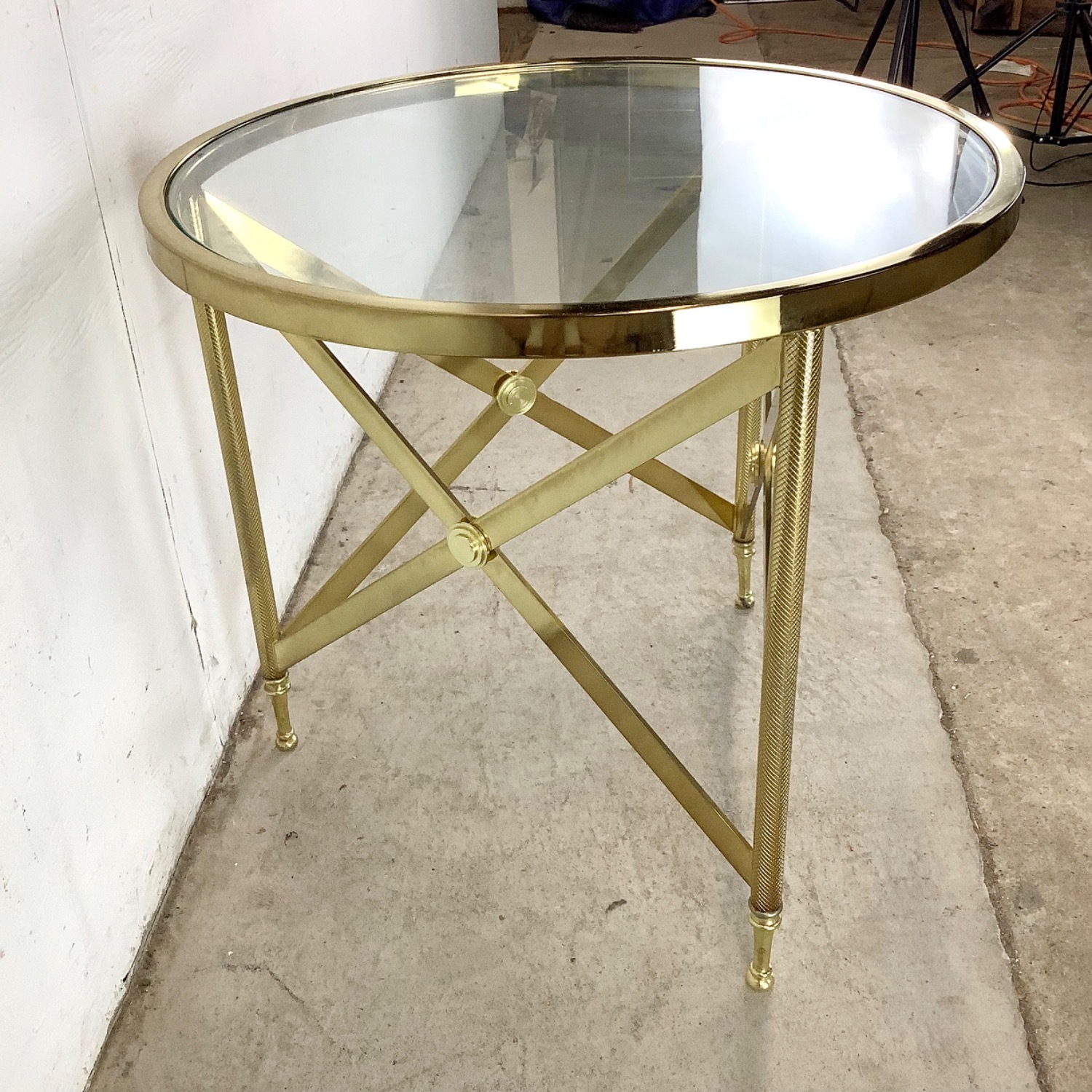 Vintage Brass and Glass Side Table - image-5