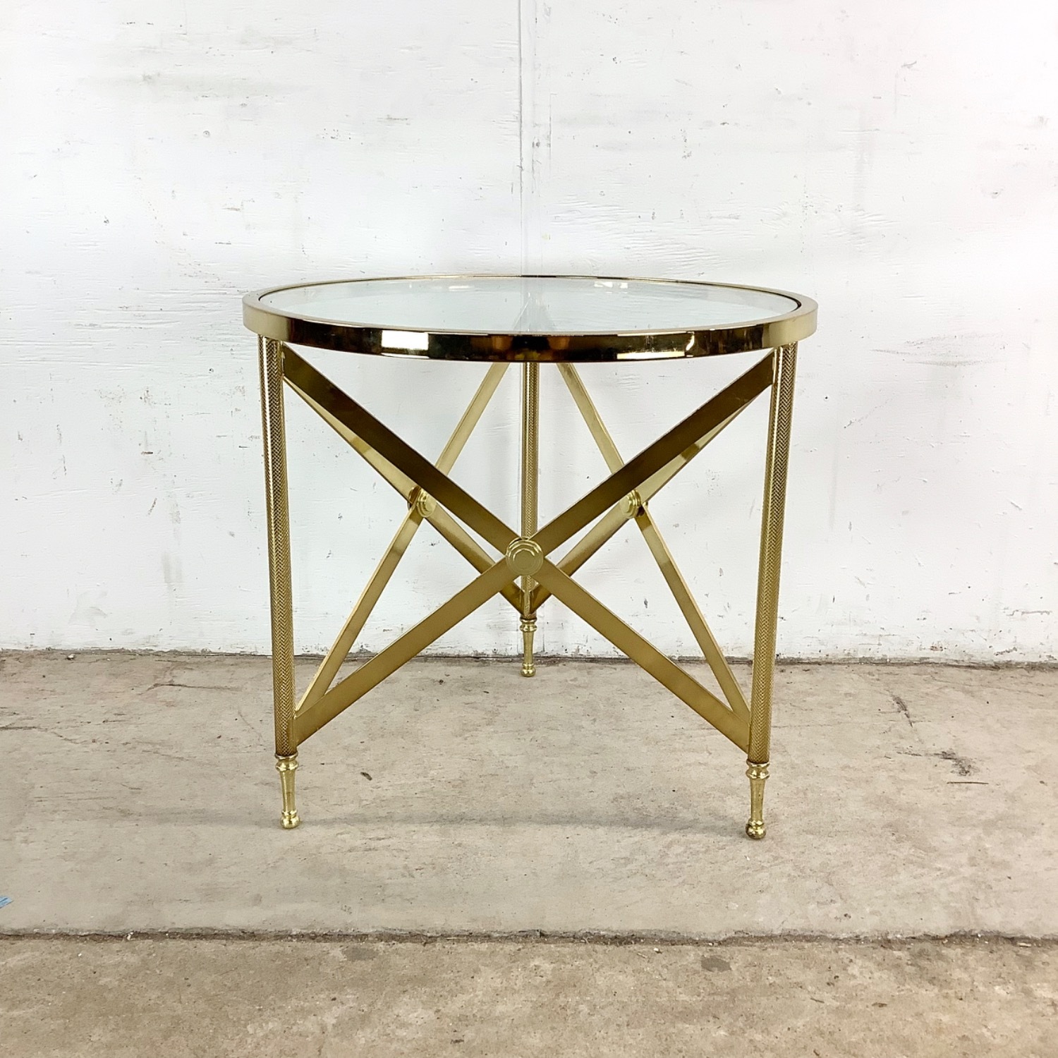 Vintage Brass and Glass Side Table - image-4