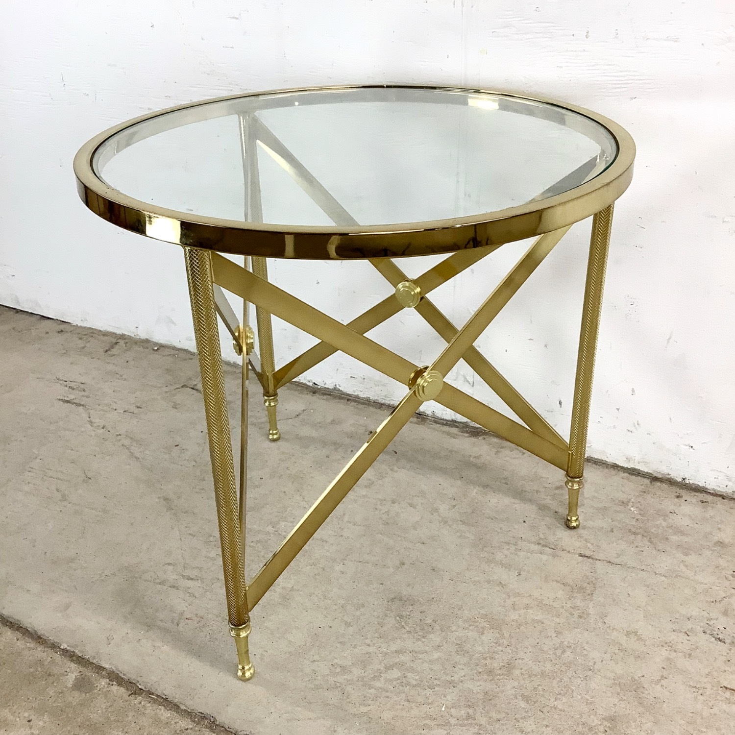 Vintage Brass and Glass Side Table - image-3