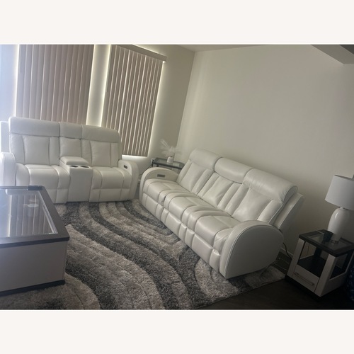 Used White Tuxedo Leather Sofa for sale on AptDeco